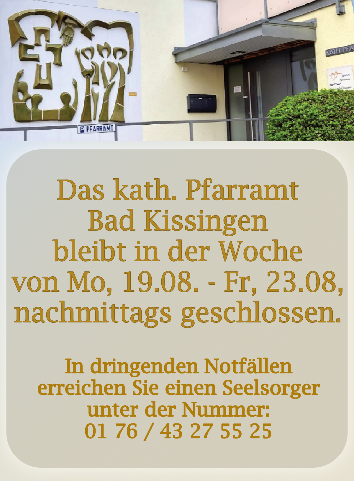 Pfarramt geschlossen 02 20